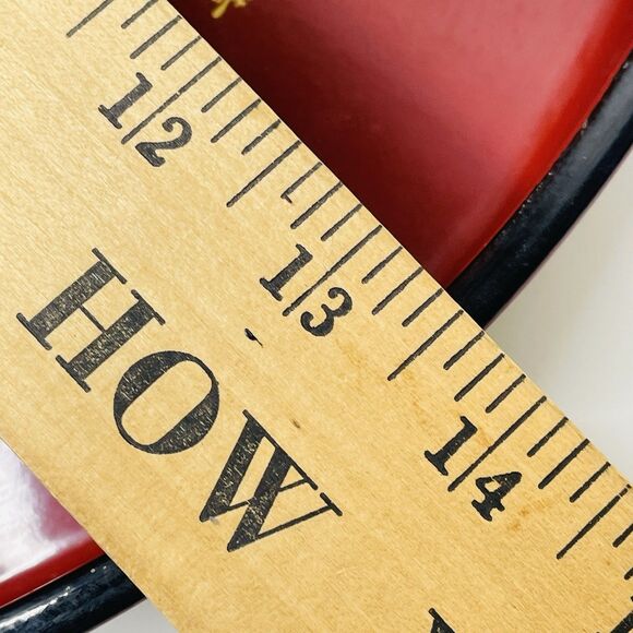 VTG Gold Silver Lacquerware Fern Rust Red Round Serving Tray 13" Marusei Japan - Picture 11 of 12